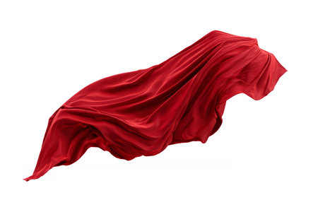 superhero cape flying mid-motion with deep dynamic foldsの素材