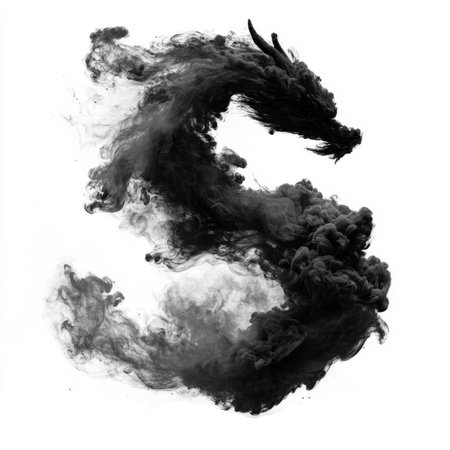 dragon in motion, isolated on white, symbolizing power, mystery, and fantasy.の素材
