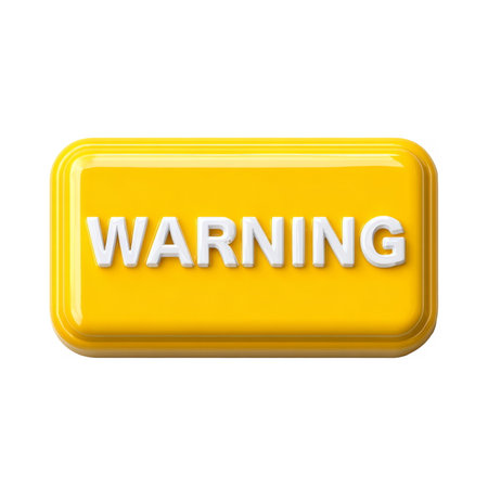 yellow glossy rectangular button with the word WARNINGの素材