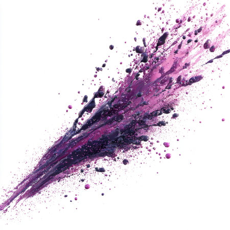 scattered in dynamic motion with chunks and fine powder particles, symbolizing creativity, color burst, and abstract energy.の素材