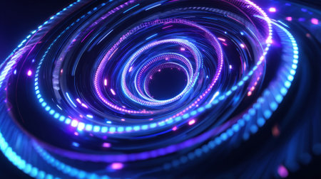 Abstract glowing vortex with sparkling particles. Generative AIの素材