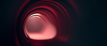 Abstract red tunnel with glowing futuristic light. Generative AIの素材