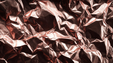 Crumpled metallic copper foil texture background. Generative AIの素材