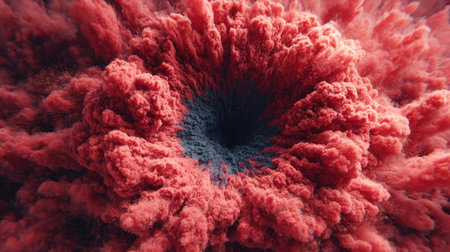 Red Cosmic Vortex Surrounded by Exploding Clouds. Generative AIの素材
