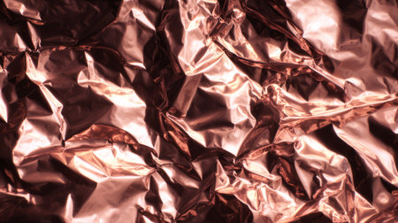 Crumpled metallic copper foil texture background. Generative AIの素材