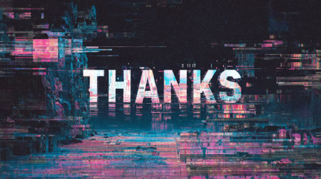 Glitch Message with Thanks in Center. Generative AIの素材