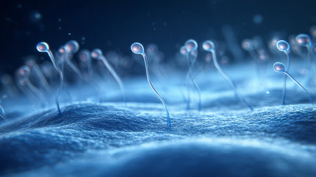 Dense cell monolayer with oscillating microcilia in scientific. Generative AIの素材