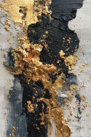 Abstract dark marble with flowing gold texture. Generative AIの素材