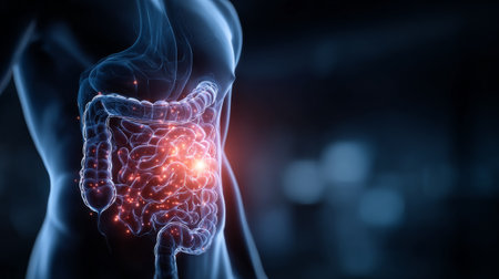 Medical examination of the human digestive system with inflammatory bowel disease. Generative AIの素材