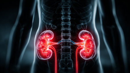 Kidney Pain and Inflammation. Generative AIの素材