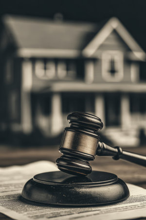 Real estate legal concept with house and gavel. Generative AIの素材