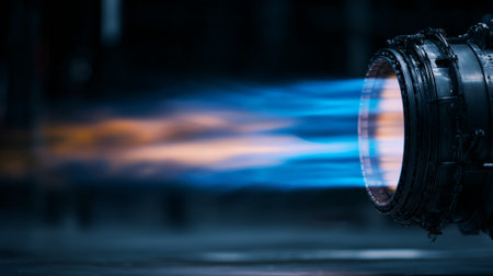 Rocket Engine Test Firing in Industrial Facility. Generative AIの素材