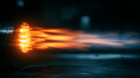 Rocket Engine Test Firing in Industrial Facility. Generative AIの素材