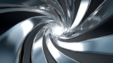 Metallic vortex swirl with smooth reflective surface. Generative AIの素材