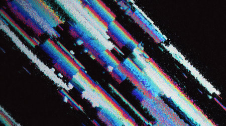 Diagonal colorful light streaks with pixel texture. Generative AIの素材