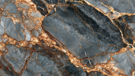 Elegant dark marble with golden and white veining. Generative AIの素材