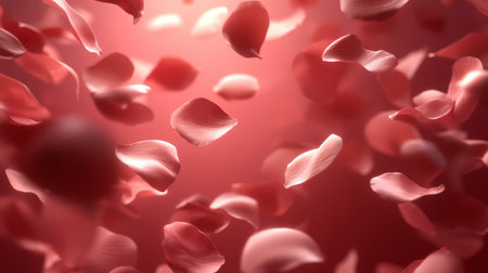 Falling red rose petals in dreamy motion. Generative AIの素材