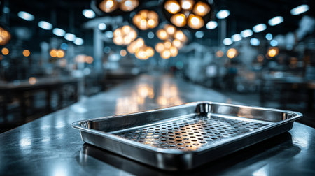 Sterile stainless steel tray in surgical room. Generative AIの素材