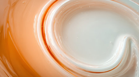 Abstract orange swirl background with glossy curves. Generative AIの素材