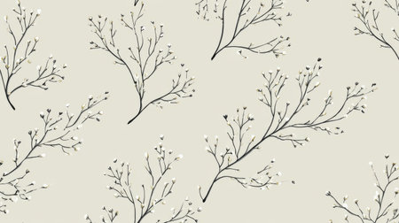 Seamless Botanical Pattern with Delicate Floral Branches. Generative AIの素材