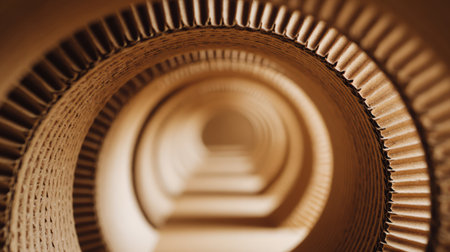 Abstract tunnel made of layered cardboard sheets. Generative AIの素材