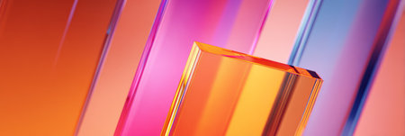 Abstract Transparent Rectangles in Warm Gradient Colors. Generative AIの素材