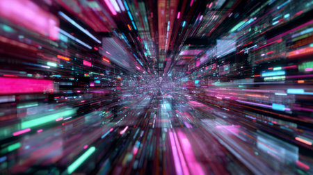 Futuristic data stream in digital cyberspace. Generative AIの素材