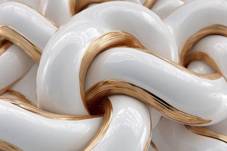Luxury Abstract White and Gold Interwoven Structure. Generative AIの素材