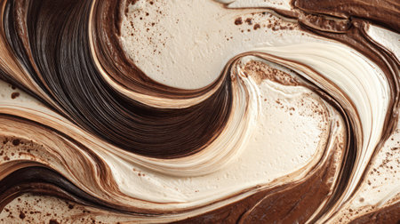 Swirls of melted chocolate, caramel, and cream. Generative AIの素材