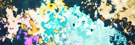 Abstract mineral stone texture background with turquoise, gold and cream marbled pattern, natural rock surface suitable for luxury themes, decorative wallpapers, banners and modern backgrounds.の写真素材