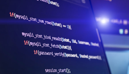 Close Up PHP Login Authentication Code on Screen with Password Verify and Session Start Cyber...
