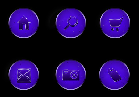 Several icons with different signs on a black backgroundの写真素材