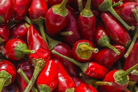 Macro shot of ripe hot pepper in large quantities