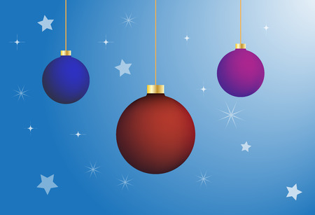 Christmas balls of different colors on a festive backgroundのイラスト素材