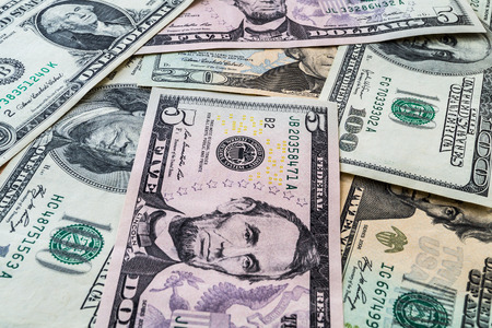 US dollars close up on the table