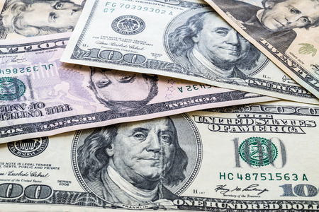 US dollars close up on the table