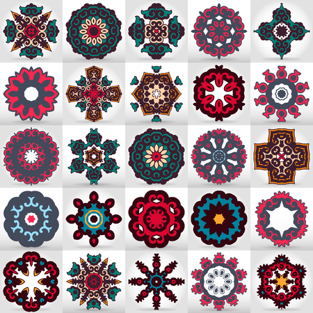 Beautiful mandala set. Round ornamental pattern set.のイラスト素材