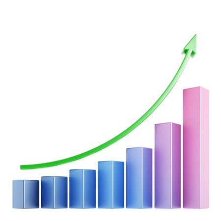 Business chart 3d over white background