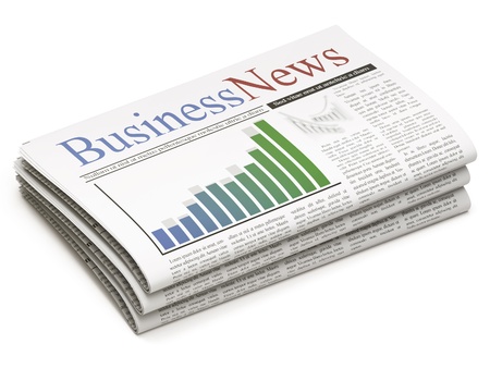 Newspapers stack on white backgroundの写真素材