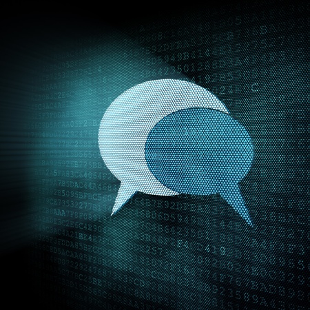 Pixeled speech bubble illustration, 3d renderの写真素材