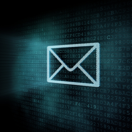 Pixeled mail envelop illustration, 3d renderの写真素材