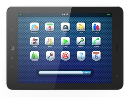 High-detailed black tablet pc on white background, 3d render  の写真素材