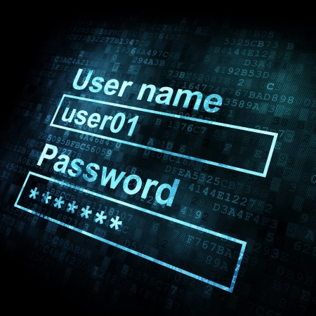 Security conceprt: Login form on digital sreen, 3d renderの写真素材