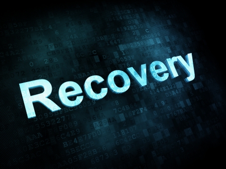 Information technology concept: pixelated words Recovery on digital screenの写真素材