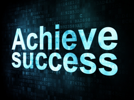 Life style concept: pixelated words Achieve success on digital screen, 3d renderの写真素材