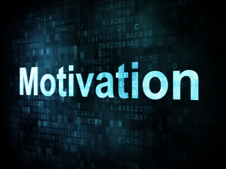 Job, work concept: pixelated words Motivation on digital screen, 3d renderの写真素材