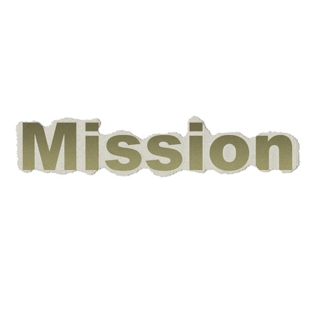 Business concept: vintage words Mission on torn paper, 3d renderの写真素材