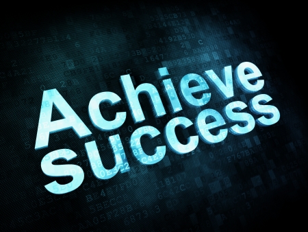 Life style concept: pixelated words Achieve success on digital screen, 3d renderの写真素材