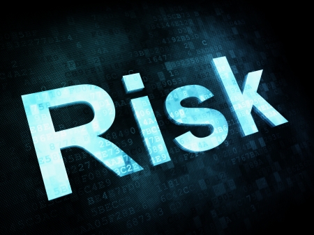 Life style concept: pixelated words Risk on digital screen, 3d renderの写真素材