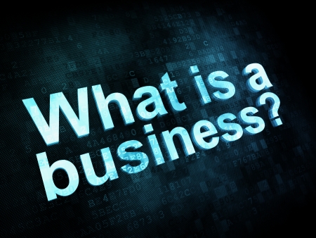Business concept: pixelated words What is a business on digital screen, 3d renderの写真素材